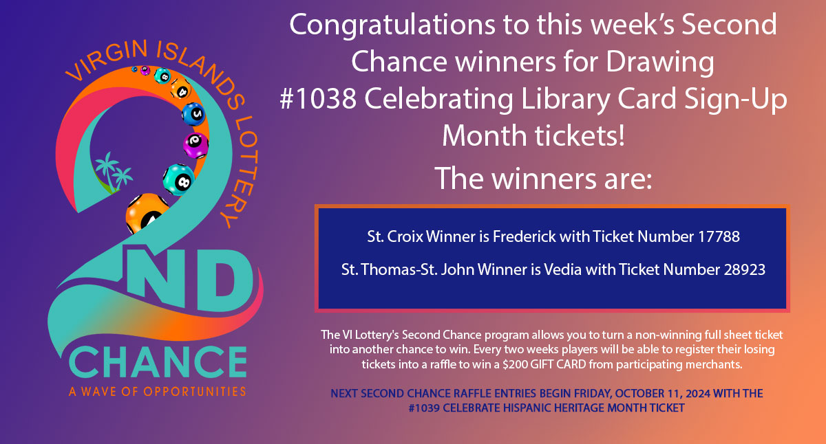 Congratulations to this week’s Second Chance winners for 1038 Celebrating Library Card Sign-Up Month Ticket